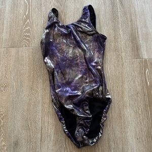 Snowflake Designs Silver Purple Foil Starburst Leotard S